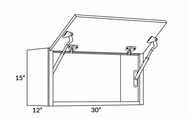 Milano Polar White (Gloss) 3015-HD: Wall Cabinet With Horizontal Doors: Assembled Kitchen Cabinets