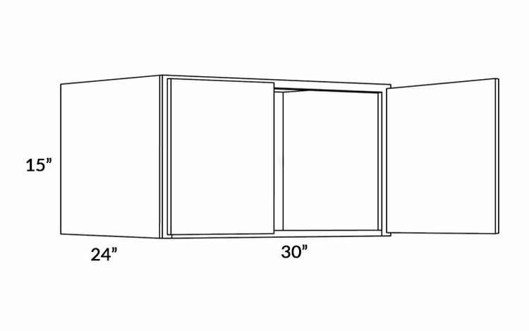 Milano Polar White (Gloss) 3015X24: 24" Deep Wall Cabinet: Assembled Kitchen Cabinets