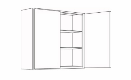 Milano Polar White (Gloss) 3330: Double Door Wall Cabinet: Assembled Kitchen Cabinets