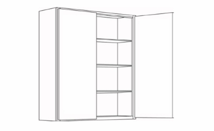 Milano Polar White (Gloss) 3342: Double Door Wall Cabinet: Assembled Kitchen Cabinets