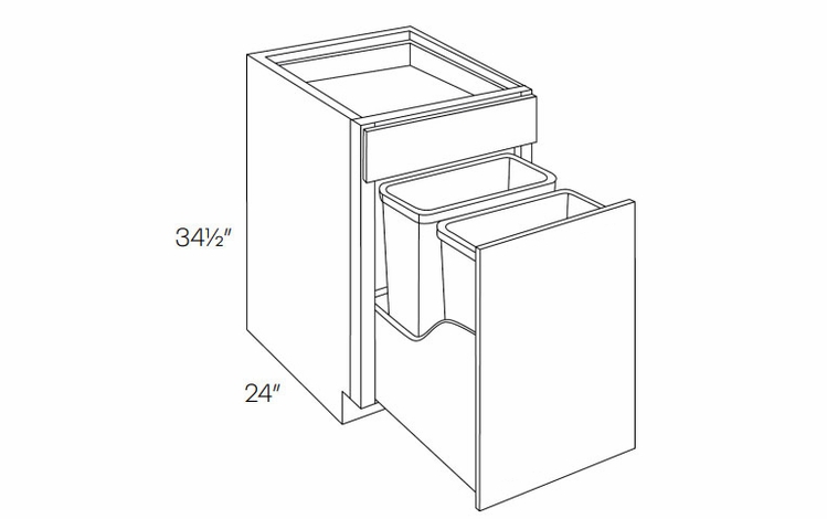 Milano Polar White (Gloss) BWBK18: Wastebasket Base Cabinet: Assembled Kitchen Cabinets