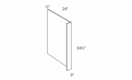 Milano Polar White (Gloss) DWR3: Dishwasher Panel With 3" Return: Assembled Kitchen Cabinets