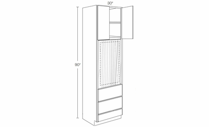 Milano Polar White (Gloss) OV3090: Oven Cabinet: Assembled Kitchen Cabinets