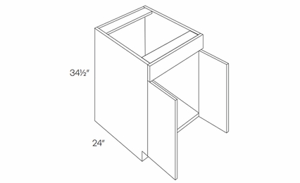 Milano Polar White (Gloss) SB24: Sink Base Cabinet: Assembled Kitchen Cabinets