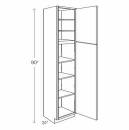 Milano Polar White (Gloss) UC1524X90R: Utility Cabinet With Door Hinged Right: Assembled Kitchen Cabinets