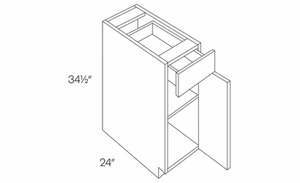 Milano Sand (Matte) B21: 1 Door, 1 Drawer Base Cabinet: Assembled Kitchen Cabinets