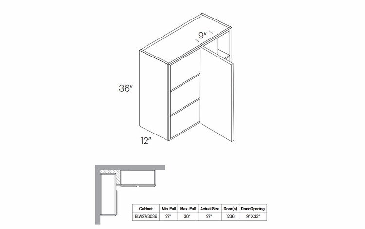 Milano Sand (Matte) BLW27/3036: Blind Wall Cabinet: Assembled Kitchen Cabinets