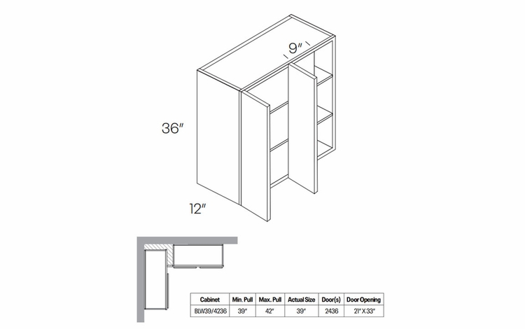 Milano Sand (Matte) BLW39/4236: Blind Wall Cabinet: Assembled Kitchen Cabinets