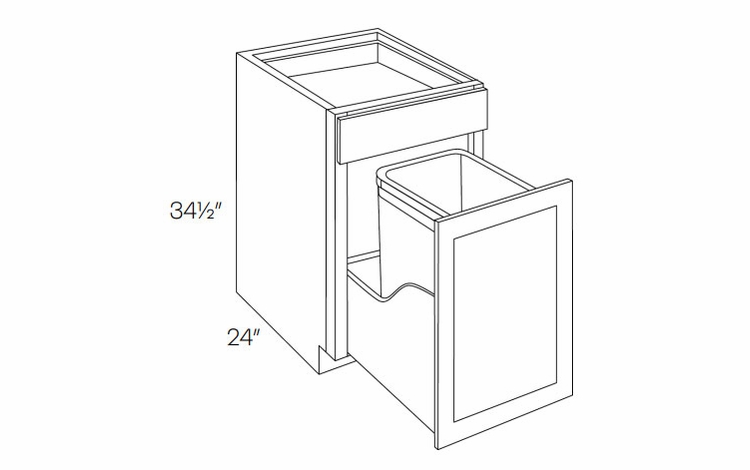 Milano Sand (Matte) BWBK15: Wastebasket Base Cabinet: Assembled Kitchen Cabinets