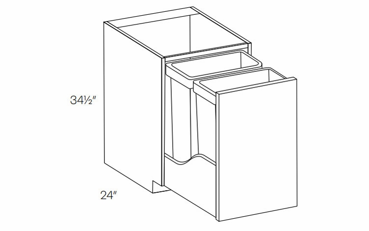Milano Sand (Matte) BWBK21-FH: Full Height Wastebasket Base Cabinet: Assembled Kitchen Cabinets