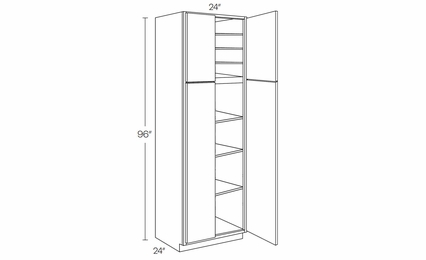 Milano Sand (Matte) UC2424X96: Utility Cabinet: Assembled Kitchen Cabinets