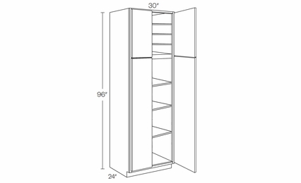 Milano Sand (Matte) UC3024X96: Utility Cabinet: Assembled Kitchen Cabinets