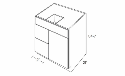 Milano Sand (Matte) V30DL: Vanity Base Cabinet, Left Drawers: Assembled Kitchen Cabinets