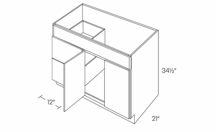 Milano Sand (Matte) V42DL: Vanity Base Cabinet, Left Drawers: Assembled Kitchen Cabinets