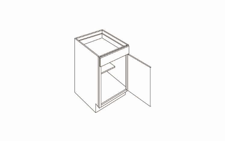 Milano Seaside (Matte) B12: 1 Door, 1 Drawer Base Cabinet: Assembled Kitchen Cabinets