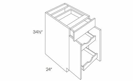 Milano Seaside (Matte) B27-POS2: 2 Door, 1 Drawer Base Cabinet With 2 Pull Out Shelves: Assembled Kitchen Cabinets