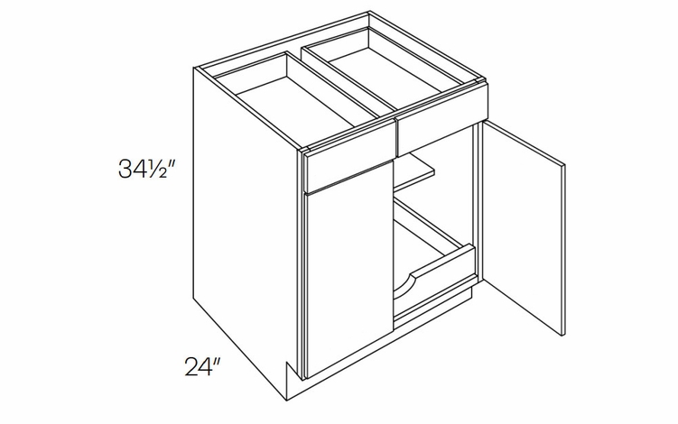Milano Seaside (Matte) B30-POS1: 2 Door, 2 Drawer Base Cabinet With 1 Pull Out Shelf: Assembled Kitchen Cabinets