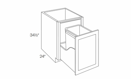 Milano Seaside (Matte) BWBK15-FH: Full Height Wastebasket Base Cabinet: Assembled Kitchen Cabinets