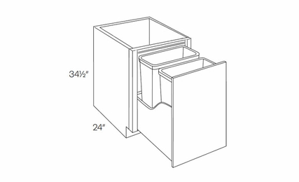 Milano Seaside (Matte) BWBK18-FH: Full Height Wastebasket Base Cabinet: Assembled Kitchen Cabinets
