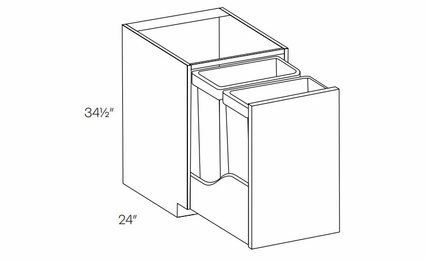 Milano Seaside (Matte) BWBK21-FH: Full Height Wastebasket Base Cabinet: Assembled Kitchen Cabinets