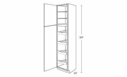 Milano Seaside (Matte) UC1524X84L-POS4: Left Utility Cabinet With 4 Pull Out Shelves: Assembled Kitchen Cabinets