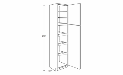 Milano Seaside (Matte) UC1524X84R-POS3: Right Utility Cabinet With 3 Pull Out Shelves: Assembled Kitchen Cabinets