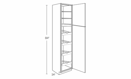 Milano Seaside (Matte) UC1524X84R-POS4: Right Utility Cabinet With 4 Pull Out Shelves: Assembled Kitchen Cabinets