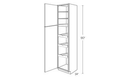 Milano Seaside (Matte) UC1524X90L-POS3: Left Utility Cabinet With 3 Pull Out Shelves: Assembled Kitchen Cabinets