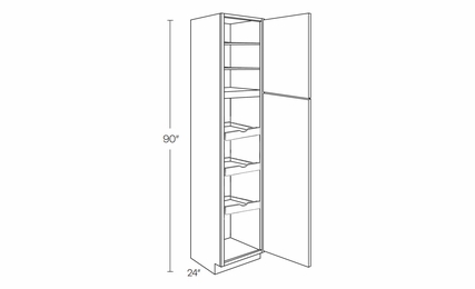 Milano Seaside (Matte) UC1524X90R-POS3: Right Utility Cabinet With 3 Pull Out Shelves: Assembled Kitchen Cabinets