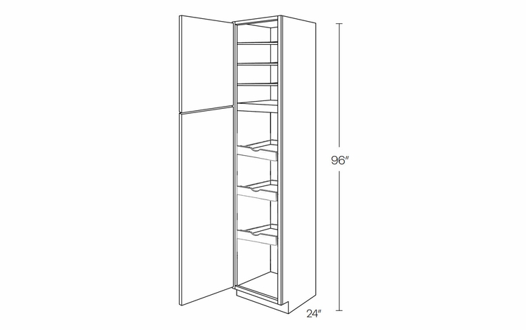 Milano Seaside (Matte) UC1524X96L-POS3: Left Utility Cabinet With 3 Pull Out Shelves: Assembled Kitchen Cabinets
