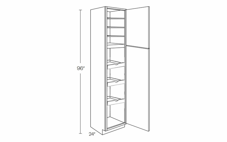 Milano Seaside (Matte) UC1524X96R-POS3: Right Utility Cabinet With 3 Pull Out Shelves: Assembled Kitchen Cabinets