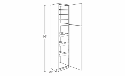 Milano Seaside (Matte) UC1524X96R-POS3: Right Utility Cabinet With 3 Pull Out Shelves: Assembled Kitchen Cabinets