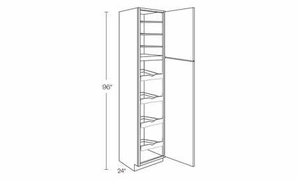 Milano Seaside (Matte) UC1524X96R-POS4: Right Utility Cabinet With 4 Pull Out Shelves: Assembled Kitchen Cabinets