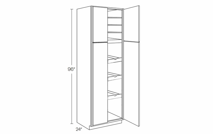Milano Seaside (Matte) UC2424X96-POS3: Utility Cabinet With 3 Pull Out Shelves: Assembled Kitchen Cabinets