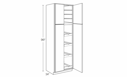 Milano Seaside (Matte) UC2424X96-POS4: Utility Cabinet With 4 Pull Out Shelves: Assembled Kitchen Cabinets