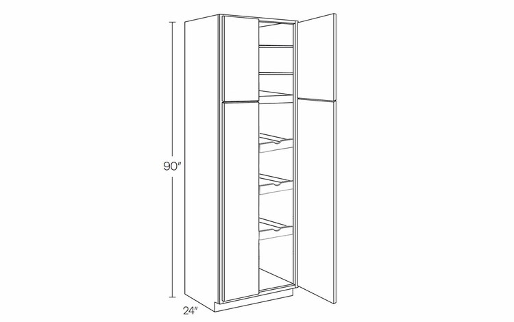 Milano Seaside (Matte) UC3024X90-POS3: Utility Cabinet With 3 Pull Out Shelves: Assembled Kitchen Cabinets