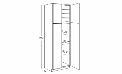Milano Seaside (Matte) UC3024X96-POS3: Utility Cabinet With 3 Pull Out Shelves: Assembled Kitchen Cabinets
