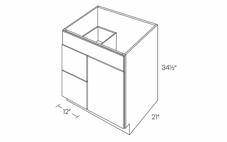Milano Seaside (Matte) V30DL: Vanity Base Cabinet, Left Drawers: Assembled Kitchen Cabinets