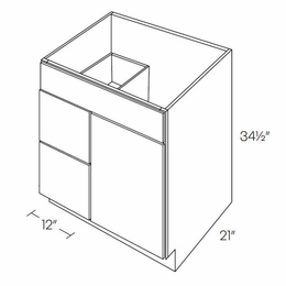 Milano Seaside (Matte) V30DL: Vanity Base Cabinet, Left Drawers: Assembled Kitchen Cabinets
