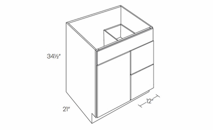 Milano Seaside (Matte) V30DR: Vanity Base Cabinet, Right Drawers: Assembled Kitchen Cabinets