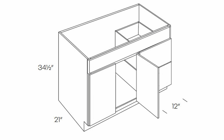 Milano Seaside (Matte) V36DR: Vanity Base Cabinet, Right Drawers: Assembled Kitchen Cabinets