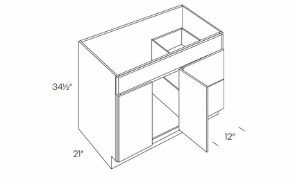 Milano Seaside (Matte) V36DR: Vanity Base Cabinet, Right Drawers: Assembled Kitchen Cabinets