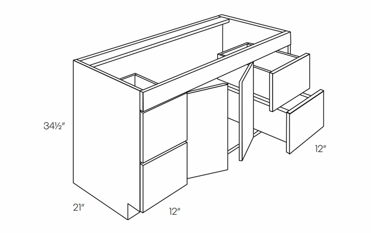 Milano Seaside (Matte) V48DD: Vanity Base Cabinet With Drawers, Center Sink: Assembled Kitchen Cabinets