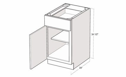 Montclair Cashmere B21-L: 21" Base Cabinet (Left Hinge Door): Assembled Kitchen Cabinets