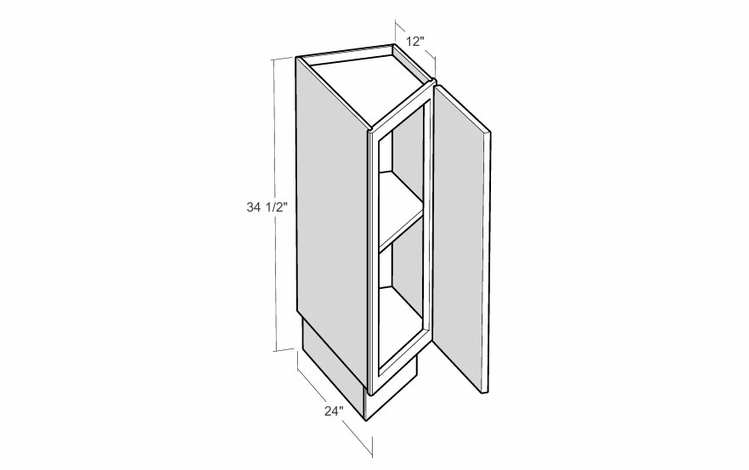 Montclair Cashmere BAC12FH-R: 12" Full Height Door Angle Base Cabinet (Right Hinge Door): Assembled Kitchen Cabinets