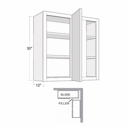 Montclair Cashmere BLW30/3330: 30" High Blind Wall Cabinet: Assembled Kitchen Cabinets