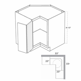 Montclair Cashmere BSQC33-L: 33" Square Corner Base Cabinet (Left Hinge Door): Assembled Kitchen Cabinets