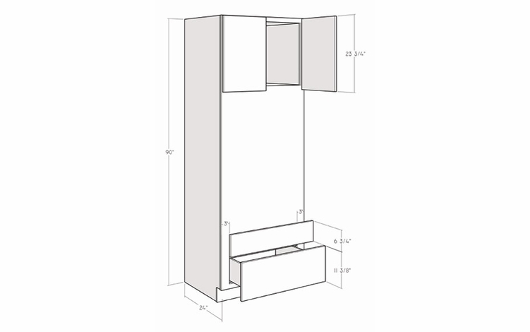 Montclair Cashmere OVC3090: 90" Combo Oven Cabinet: Assembled Kitchen Cabinets