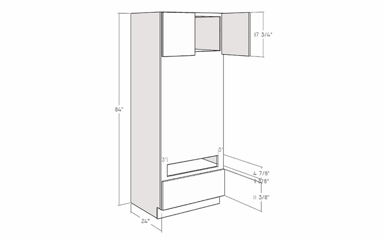 Montclair Cashmere OVDT3084: 84" Double Oven Cabinet With Tall Drawer: Assembled Kitchen Cabinets