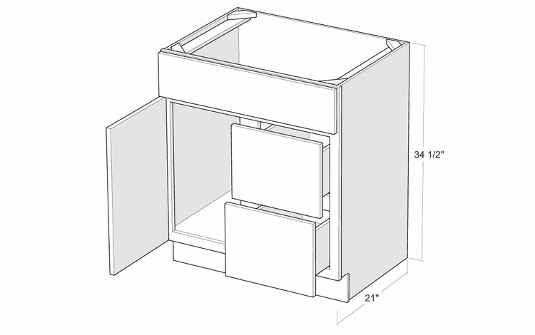 Montclair Cashmere V2421D-R: 24" Right Drawer Vanity Sink Base Cabinet: Assembled Kitchen Cabinets